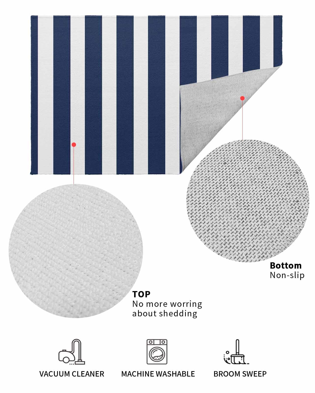 Amazon.com: Navy Blue Stripes Door Mat Indoor Welcome Mat Front