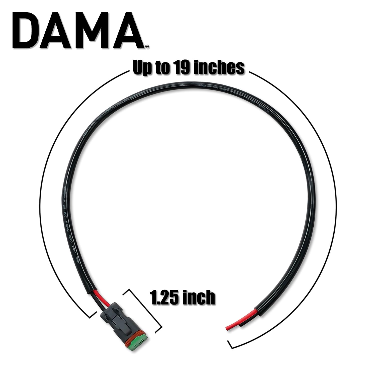 DAMA Deutsch DT 2 pin Plug Socket Female Wiring Harness Extension Pigtail Connectors for Wire to Wire LED Work Light, LED Light Bar Retrofit | Durable Female Pigtail 12 ga. 18 AWG | Pack of 10