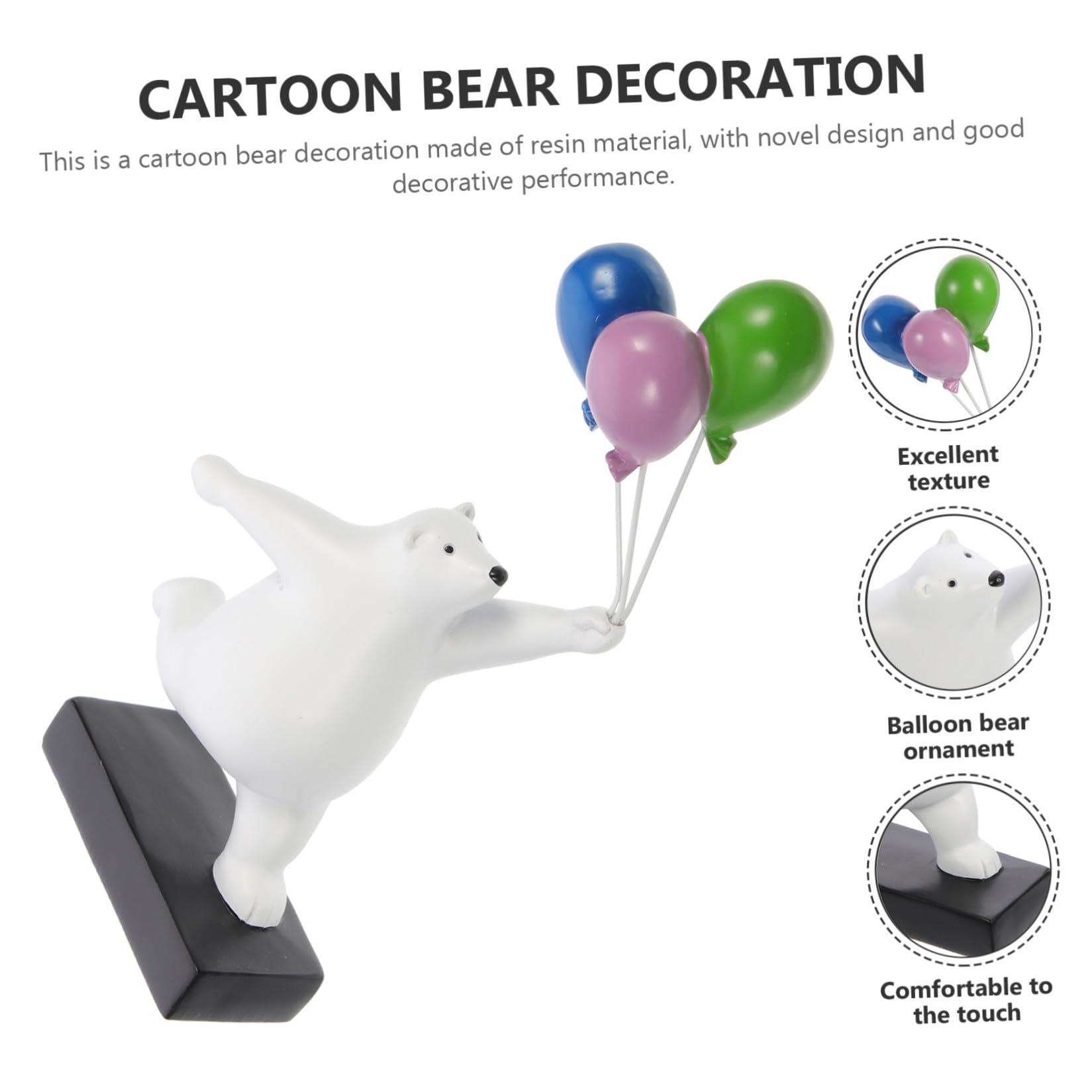 Palloncino Aspetto Vivid Scultura Orso in Resina e Design Cartone Animato per Decorazione Tavolo Ufficio Casa