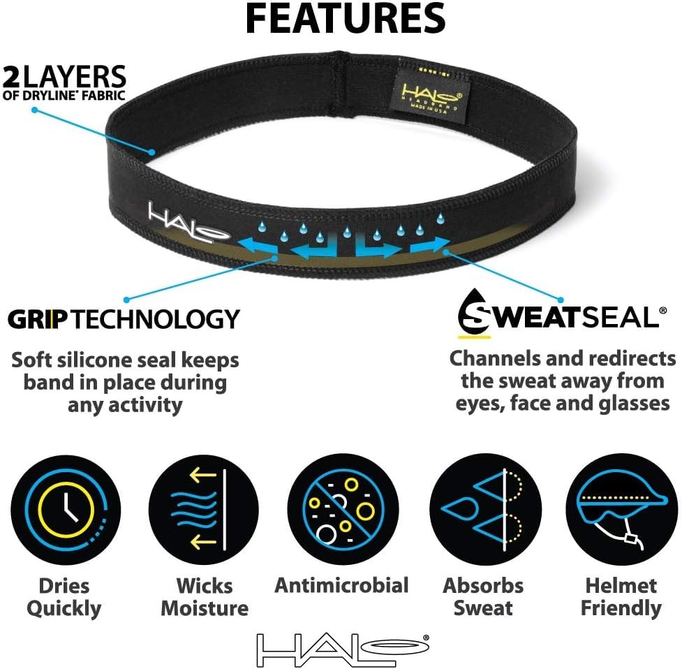 Image of Halo Headband Sweatband Slim, 1 inch Pullover Hairband, Holds Hair in Place and Channels Sweat from Your Face