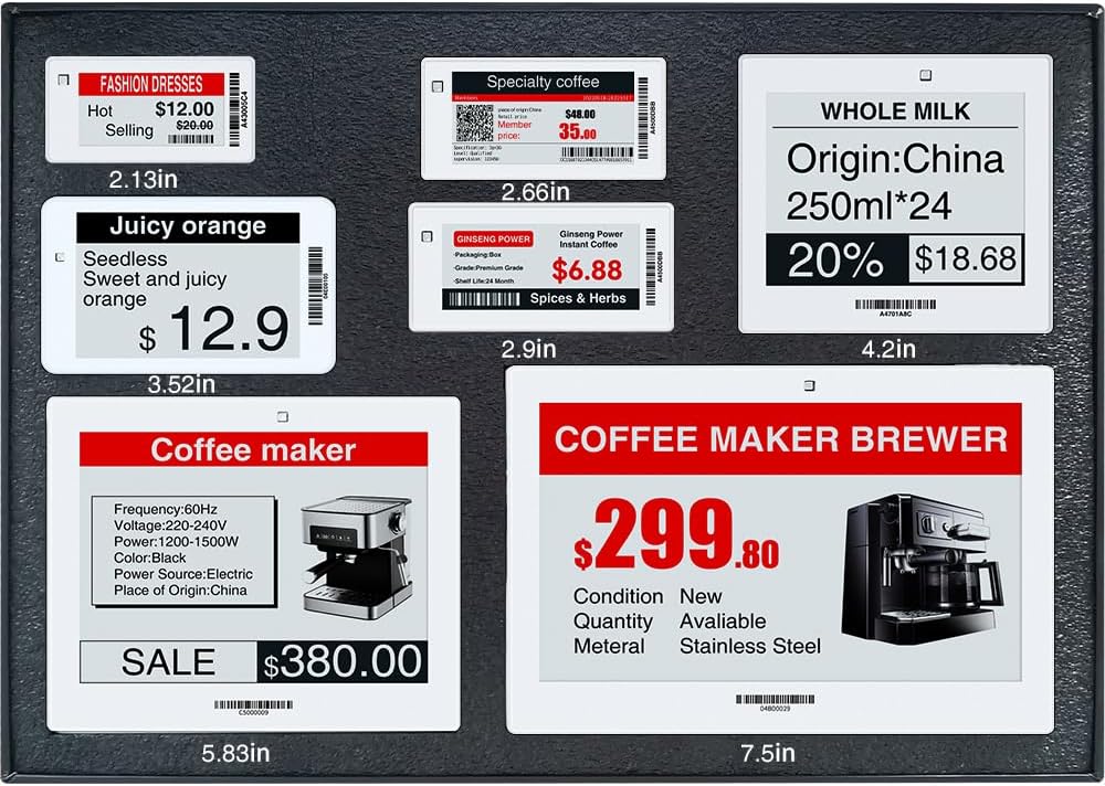 Hipoink Price Tag Sample Kit, E Ink Electronic Shelf