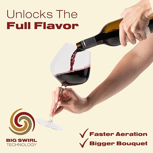 Miniatura 8 de Nebuchadnezzar - Juego de 2 copas de vino gigantes de cristal de alta calidad, se adapta a toda la botella de 2.5 onzas líquidas