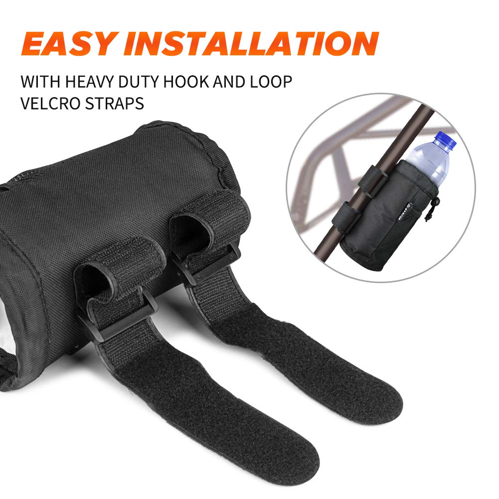 GES UTV Cup Holders, 2Pack Roll Bar Cup Holder with Mesh Pocket and
