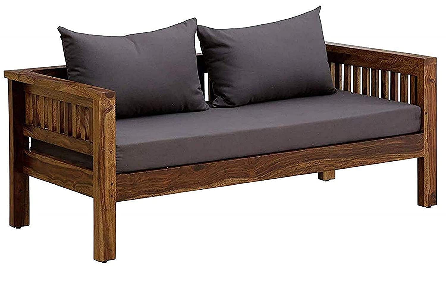 VK Furniture Solid Sheesham Wood 2 Seater Sofa Set with Cushion for Bedroom Living Room Hall Home | Wooden Two Seater Sofa Set for Balcony Garden Office Lounge | Wooden Sofa Couch | Natural Finish-image-44