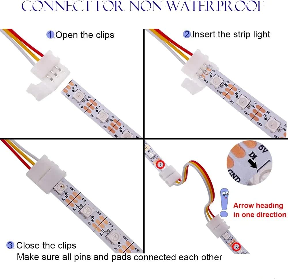 LED Strip Connector met Losse Draden - 3p 10mm - WS2811-WS2812B - WS2812B -CONN-WIRES