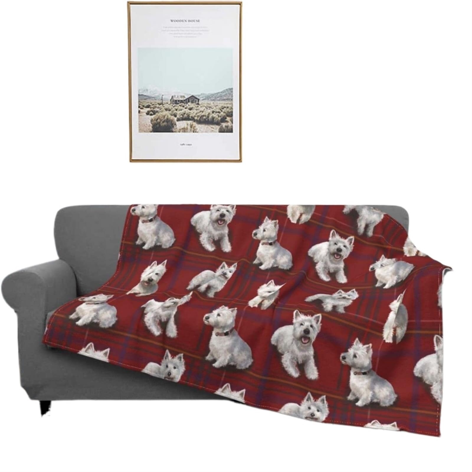 FCMWLKEJI West Highland Terrier Westie Blanket Cute Puppy Dog Flannel Throw Blanket Home Couch Decoration Soft Warm Blankets
