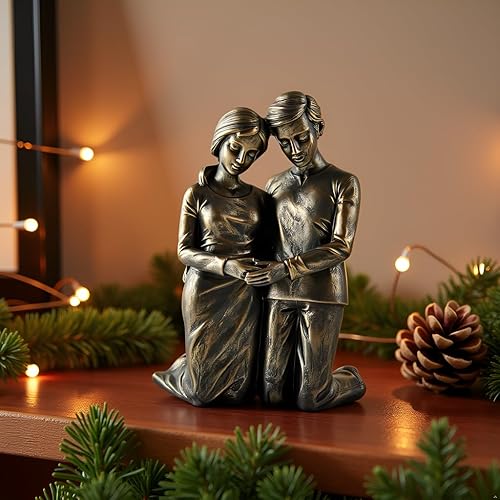 Miniatura 3 de Figura arrodillada de marido y esposa rezando, estatua de resina de 6.25 pulgadas, regalo religioso para parejas, decoración cristiana del hogar,