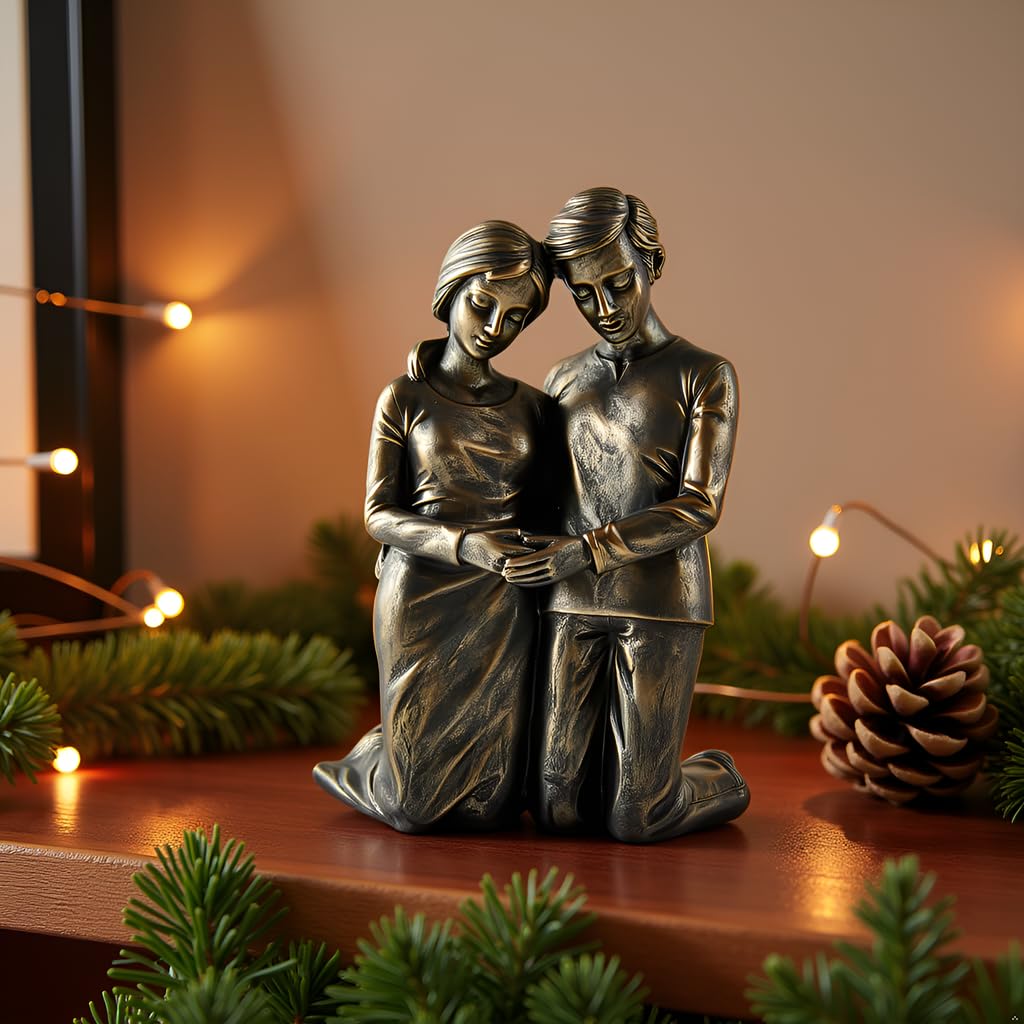 Scultura statua in ginocchio per marito e moglie, coppia in preghiera, regalo per marito, moglie, idee regalo per coppie, idee regalo per coppie sposate, regali per anima gemella,