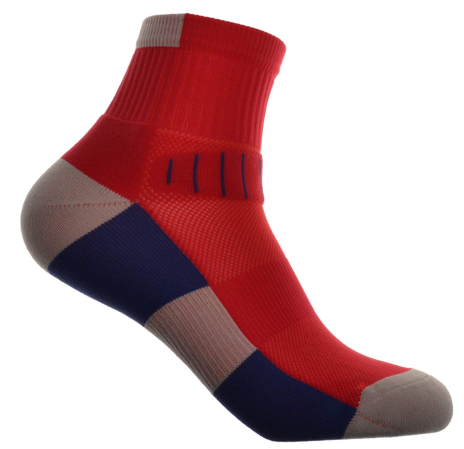 Wb Socks Men's Red Cycling Socks - Ankle & Arch Support, Padded, Lightweight