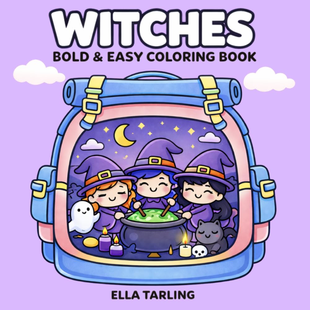 Witch Coloring Book for Kids & Adults: Cute Halloween Witches | Bold & Easy Designs for Relaxation & Fun (Spooky Cozy Collection)