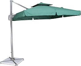 Invezo Outdoor Garden Patio Umbrella (360 degree rotating feature with Base) 8.2 x 8.2 sq ft Terrace/Balcony/Lawn Heavy Duty Shed (White)