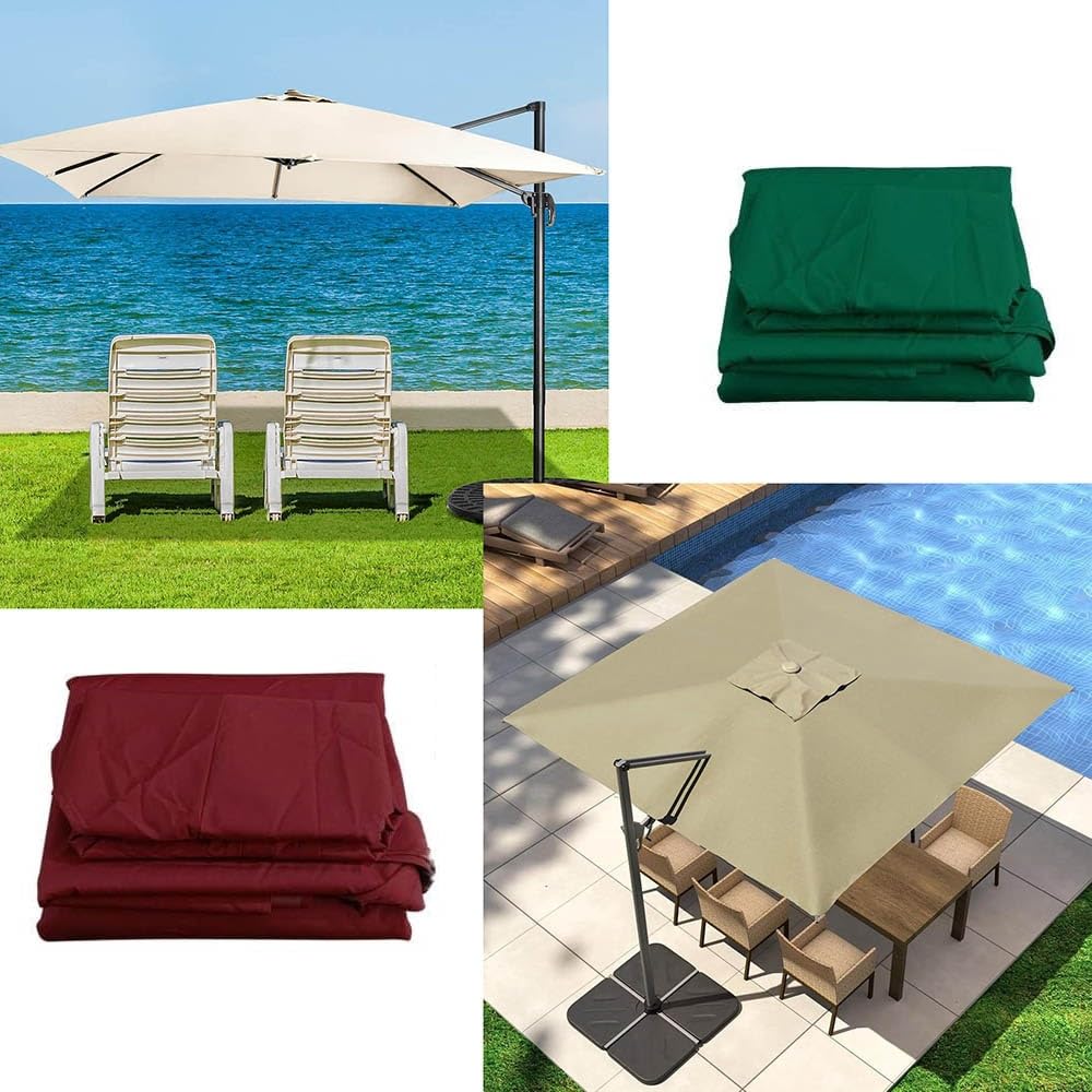 Auvent De Rechange Parasol Déporté 8 Baleines Toile De Jardin Extérieur 3x3m Burgundy