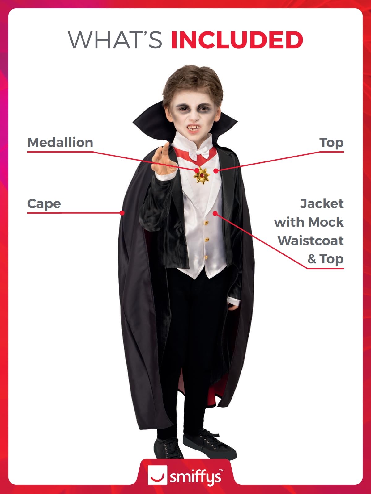 Smiffys Uniwersalny kostium Draculi z potworami Uniseks - dzieci Universal Monsters Dracula Costume