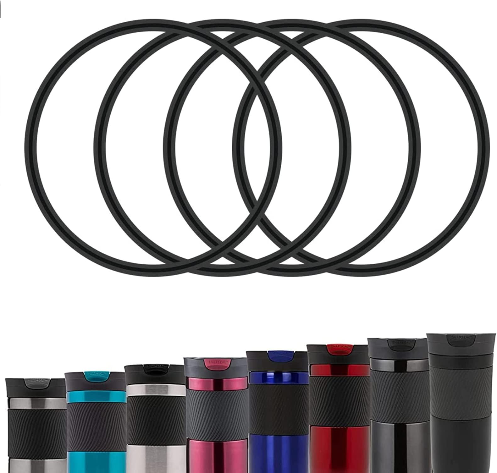 BOSORIO 4 Pack Gaskets Compatible with Contigo Snapseal Byron Travel Mug 16oz & 20oz, Replacement Rubber Seal & Silicone Part for Contigo Coffee Travel Tumbler