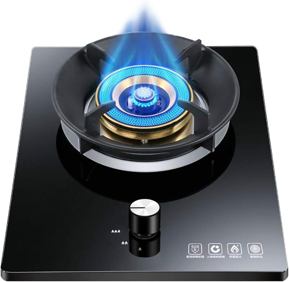 Burner Gas Cooker Portable Stove Cooktop Black Crystal Control Panel Brass Home Commercial(Lpg)