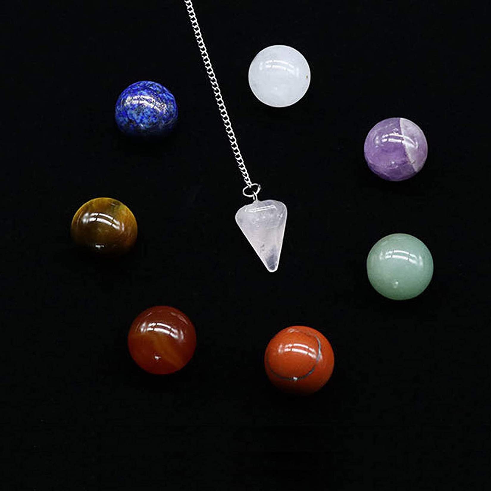 Juego de Cristales curativos de Piedras de Chakra de 8, Kit de Regalo de meditación curativa Bola de Esfera de Cristal de Chakra para Terapia de Equilibrio de Chakra de 20 mm