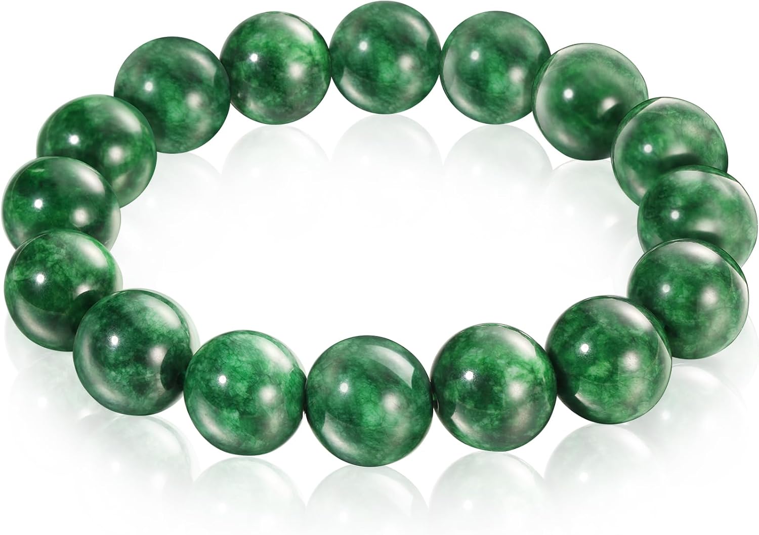 Handmade Natural Jade Beaded Bracelet for Women & Men – Genuine Green/White Jade Gemstone Stretch Bracelet – Lucky Energy Healing Jewelry Gift for Peace, Prosperity & Protection - Image 9