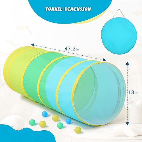 Miniatura 7 de PigPigPen Túnel para niños pequeños, tienda de campaña de túnel desplegable para bebés o perros, juguetes de interior y exterior para niños en el