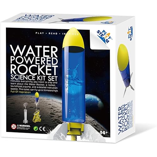 PLAYSTEM Outdoor Water Powered Rocket Physics Learning Set-with Rocket Tail, Body and Pump DIY Rocket Science Experiment Kit- Space STEM Outdoor Toys Gift for Kids,Teens, Boys & Girls