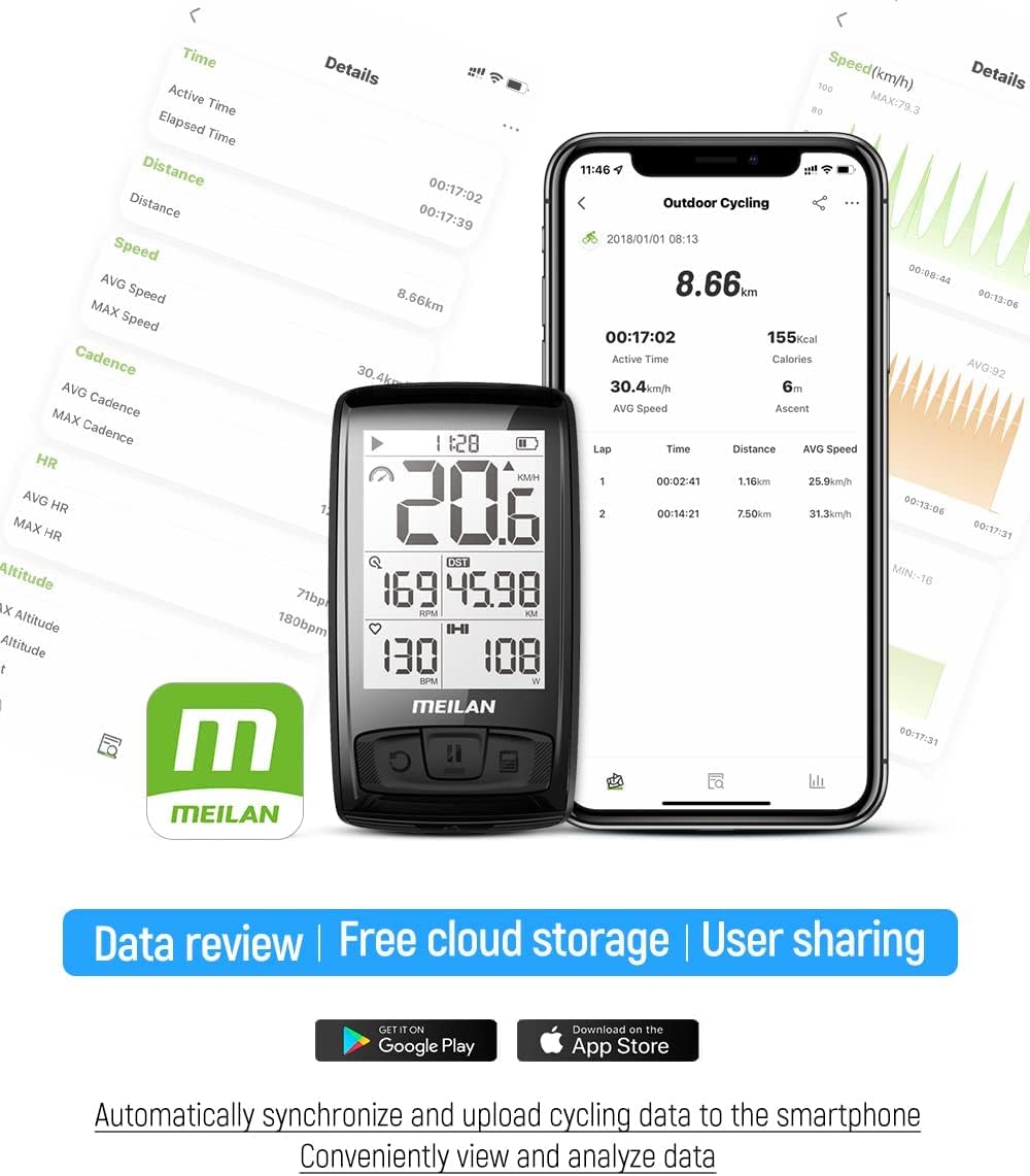 MEILAN Blade Bike Computer and C5 Heart Rate Monitor Speed and Cadence Cycling Computer : Sports & Outdoors
