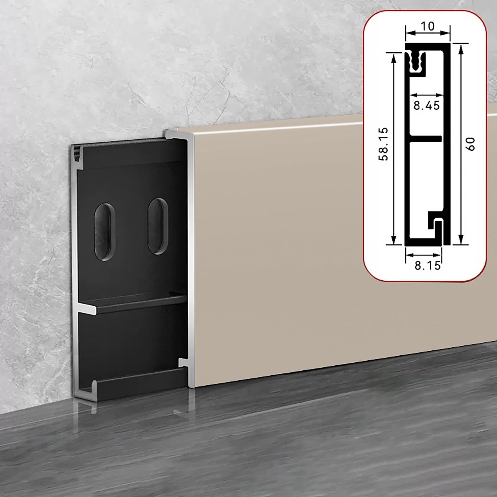 Battiscopa per pavimenti in laminato per un look senza cuciture in cucine, salotti e corridoi
