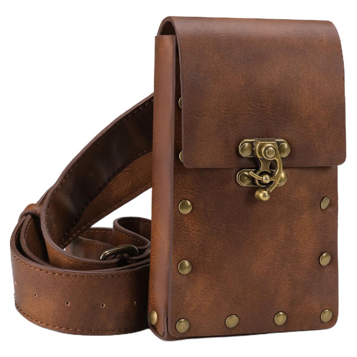 Riñonera Deportiva Retro Suficiente Almacenamiento de Cuero Marrón Bolsa Pequeña para Hombres y Mujeres para Exteriores Adecuado para Escalar y Viajes