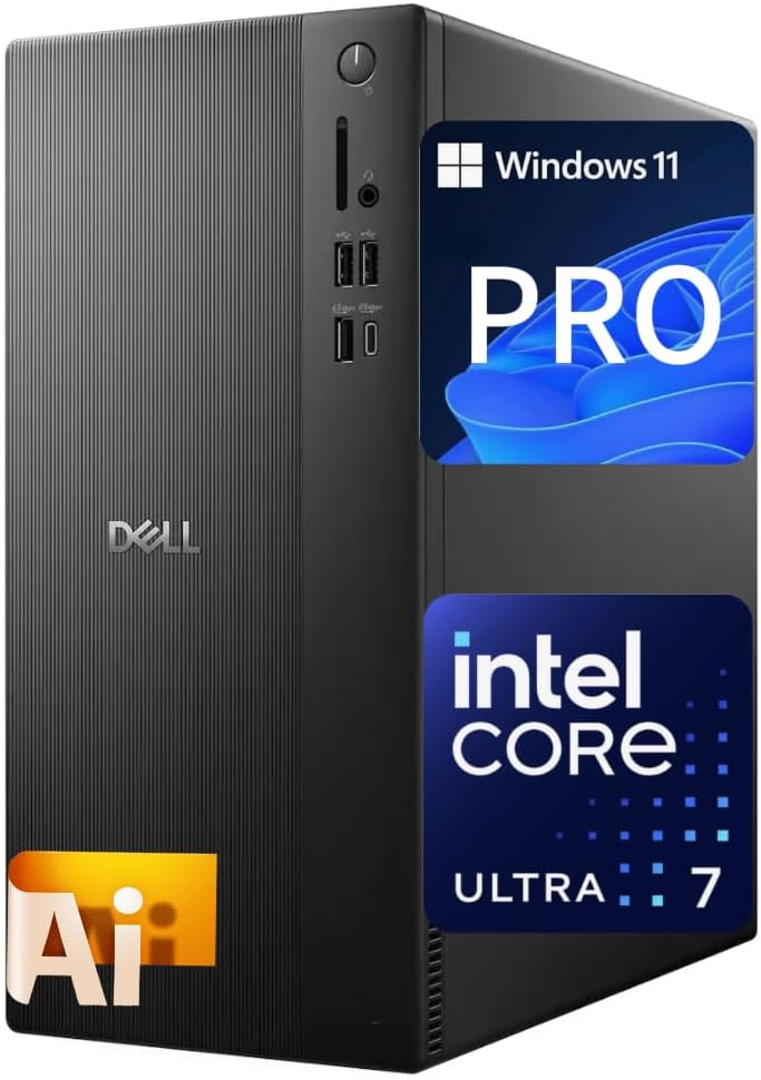 Dell Secure & Productive Business Tower Desktop, Intel 20-Core Ultra 7 265, 32GB DDR5 RAM, 1TB Storage(512GB SSD & 500GB External), HDMI, DP, Wi-Fi 6, RJ45, USB-C, Headset Jack, Windows 11
