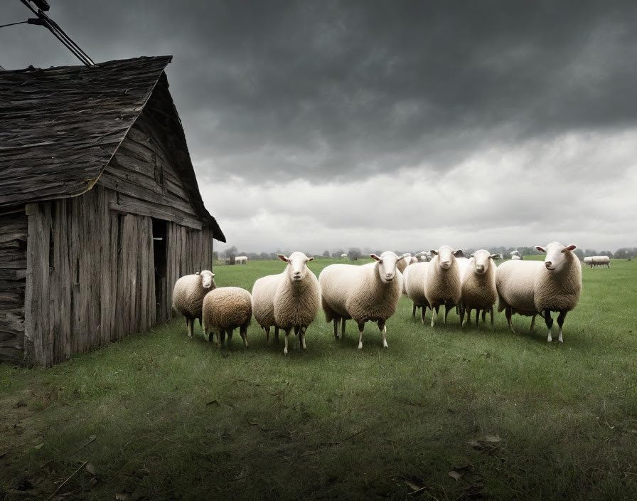 Poster mouton ferme sinister rain toile sans cadre 58x90cm pour deco salon