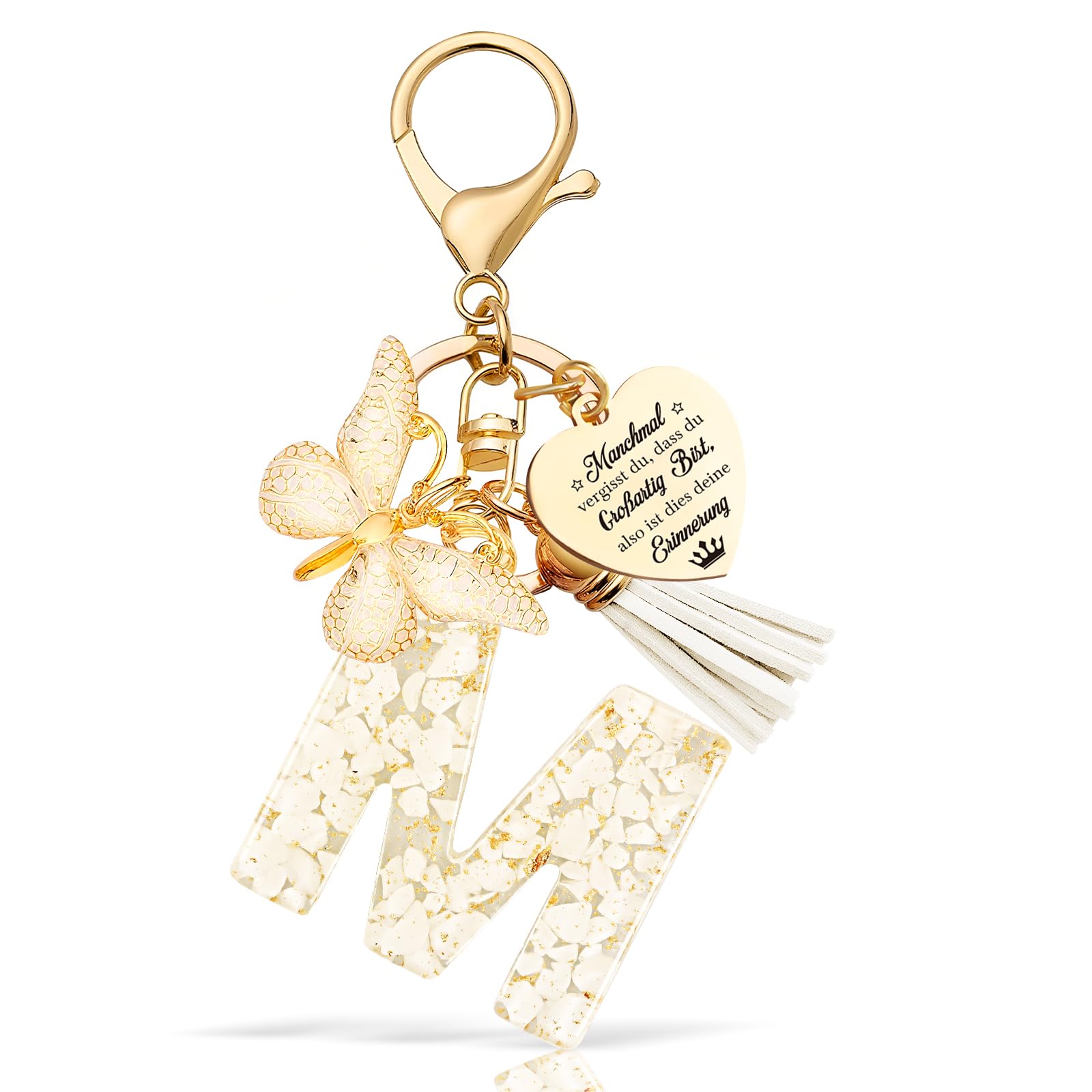 Anruzon Schlüsselanhänger Mädchen Buchstabe - Schlüsselanhänger mit Anfangsbuchstaben Schlüssel Anhänger - Einschulung Geschenk - Keychain Geschenk für Kinder, Mädchen, Frauen