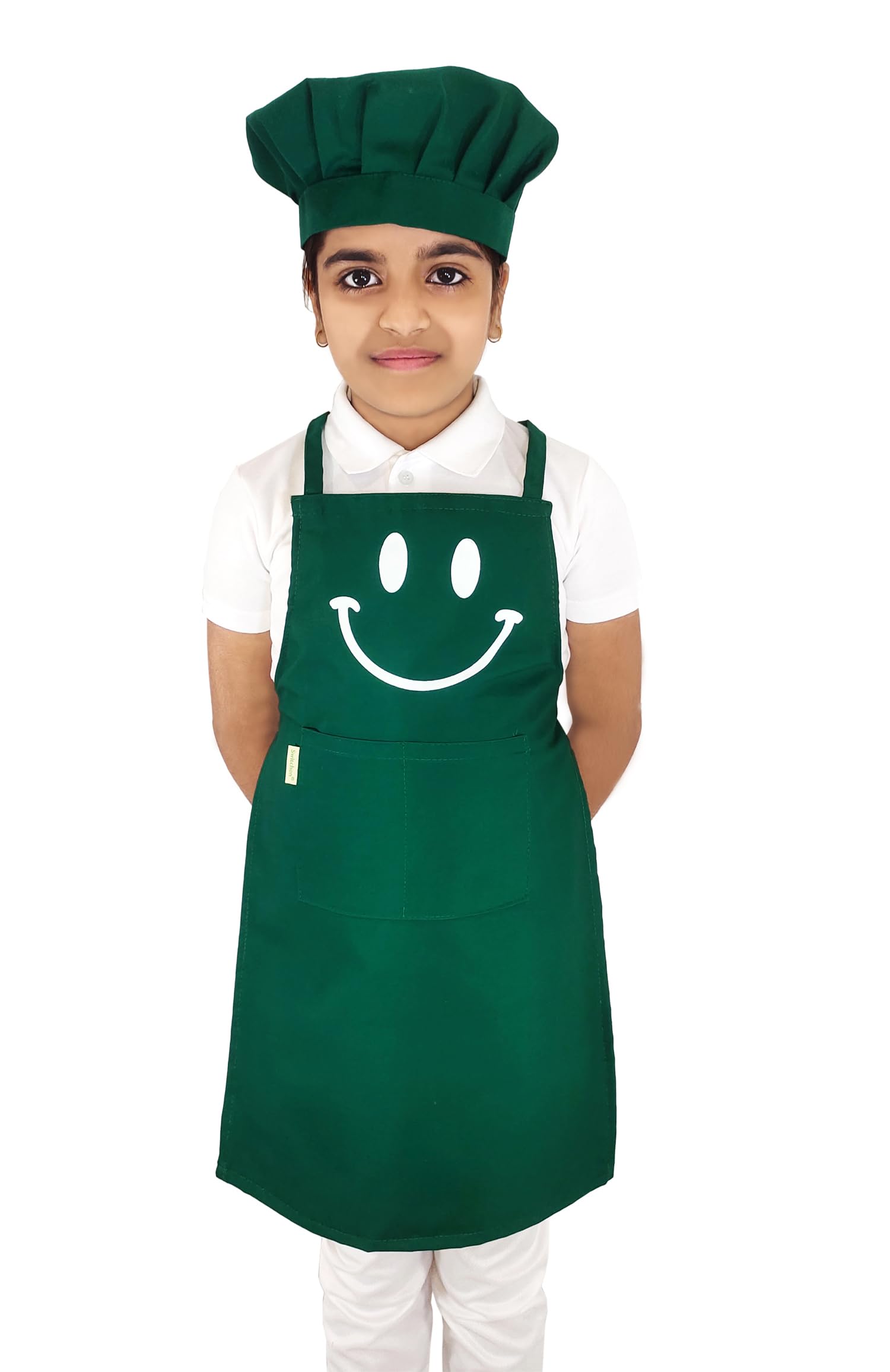 Switchon Polyester Waterproof Adjustable Kids Multi purpose Cooking Apron with a chef cap School Apron - for Kids unisexapron-Proudly made in india