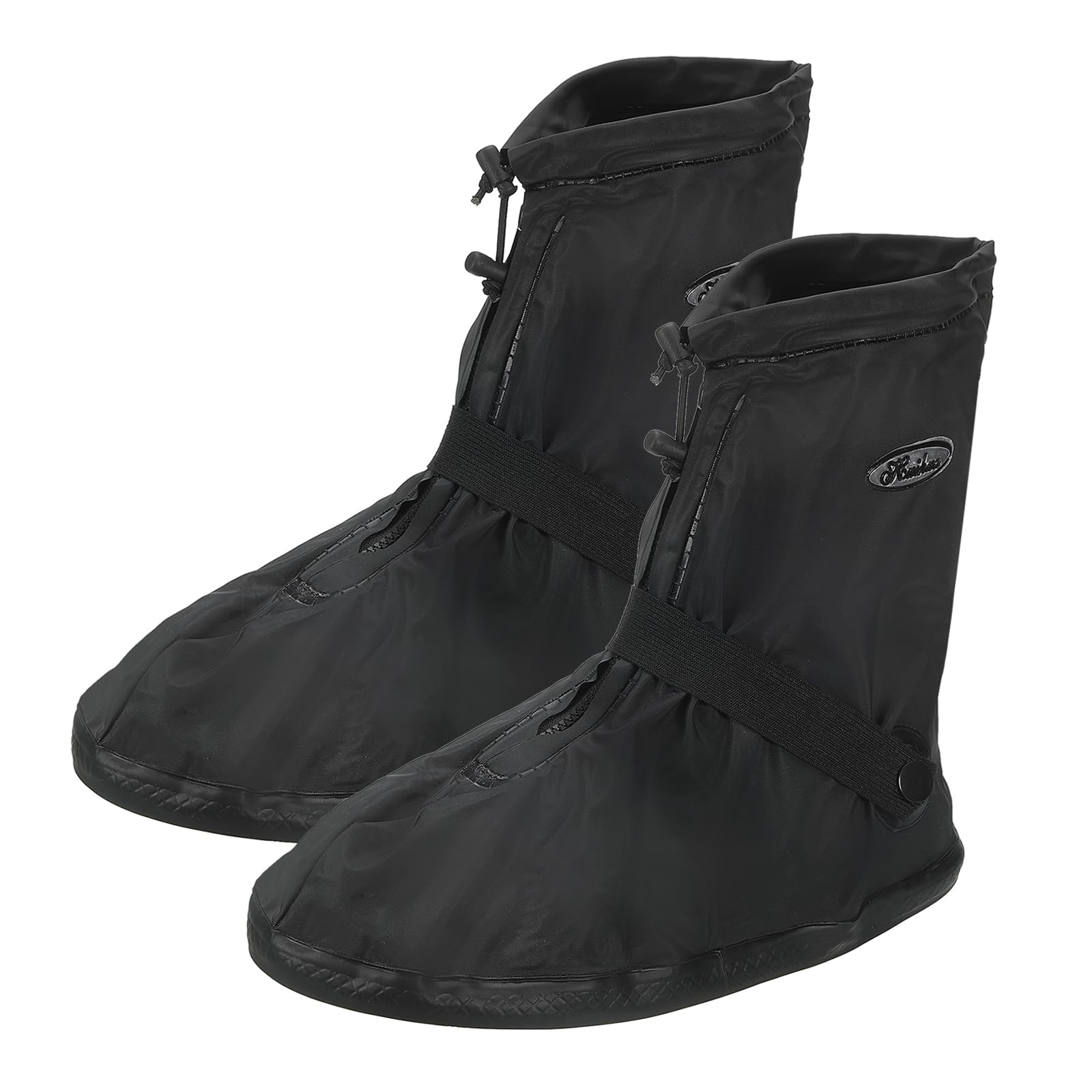 PATIKIL XXXL Waterproof Rain Boot Shoe Cover, 1 Pair PVC Reusable Non-Slip Rain Snow Galoshes Protector with Zipper for Men Women Rainy Outdoor, Black