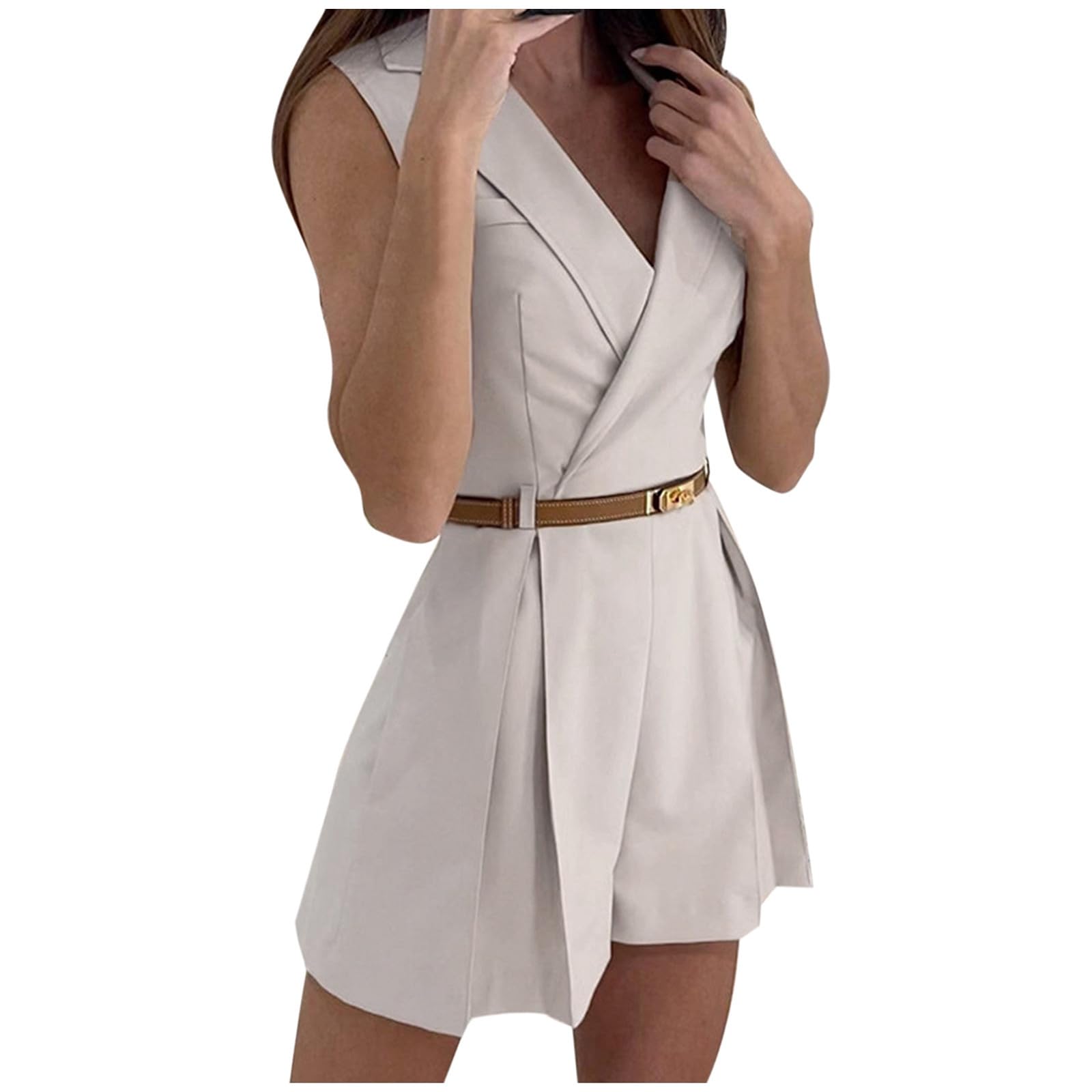Tuta da donna elegante, senza maniche, estiva, senza maniche, tuta estiva