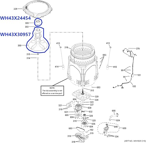 Miniatura 7 de WH43X24454 WH43X30957 - Kit de taza dispensador de agitador de lavadora y dispensador de suavizante de tela por FIXIT PARTS OEM genuino compatible