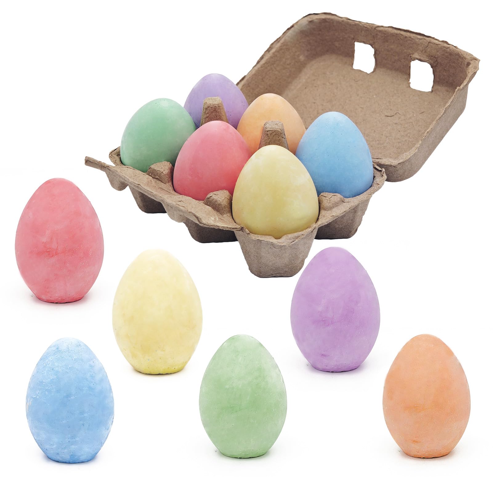 6 Stück Straßenkreide für Kinder, Tafelkreide bunt Eiförmige Kreide Set mit Eierkarton, Waschbare & Staubfreie Ostern Straßenmalkreide für Tafel, Straße, Malen, Schreiben, Outdoor & Indoor, Geschenk