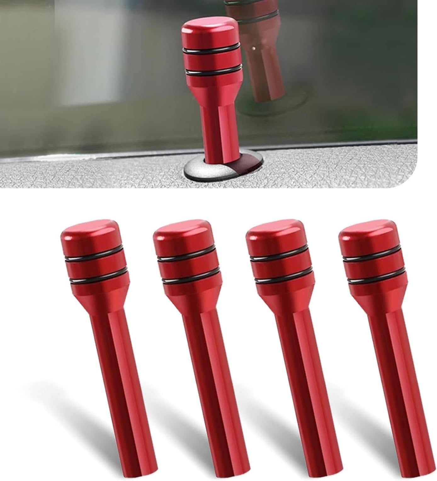 Suvnie 4PCS Car Door Lock Knobs, 1.93" × 0.47" Aluminum