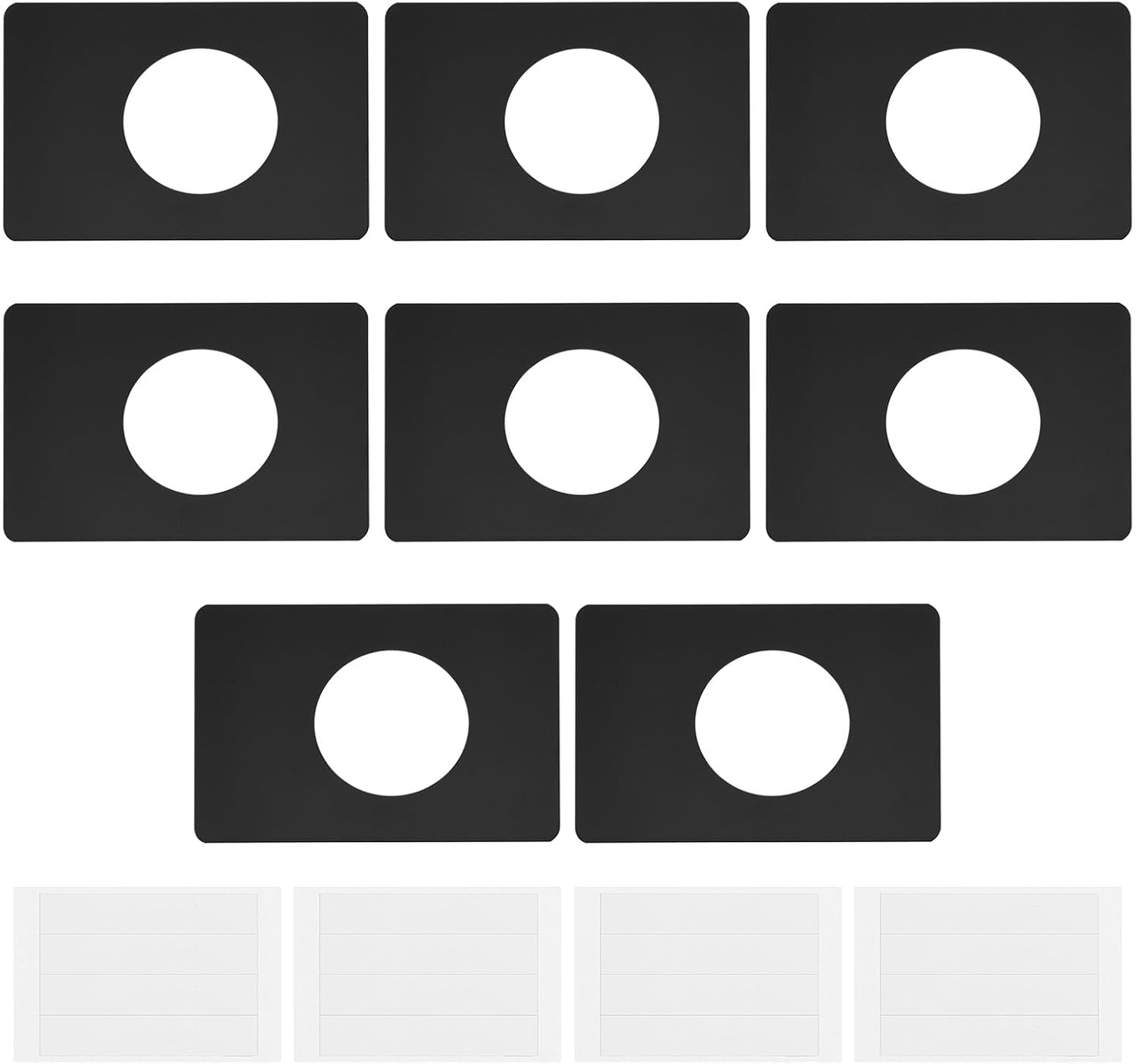 SING F LTD 8Pcs Door Lock Repair Plate 13CM X 9CM for 5.5CM Spherical Lock Reinforcement Plate Stainless Steel Door Lock Fixing Plate for Door Knob/Lever/Deadbolt Fixing Filler Cover Plate,Black