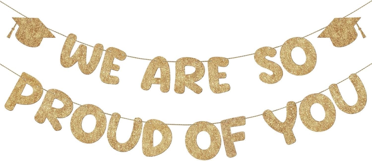 We Are So Proud of You Banner Glitter Congratulations Banner 2026 College Graduation Decorations for College High School University Graduation Party Supplies (Style-3)