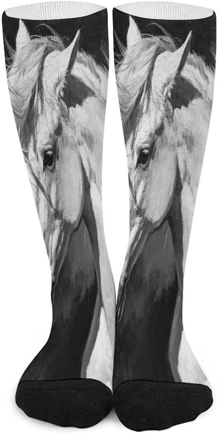 White Horse Crew Socks Calf Socks Athletic Crew Sock