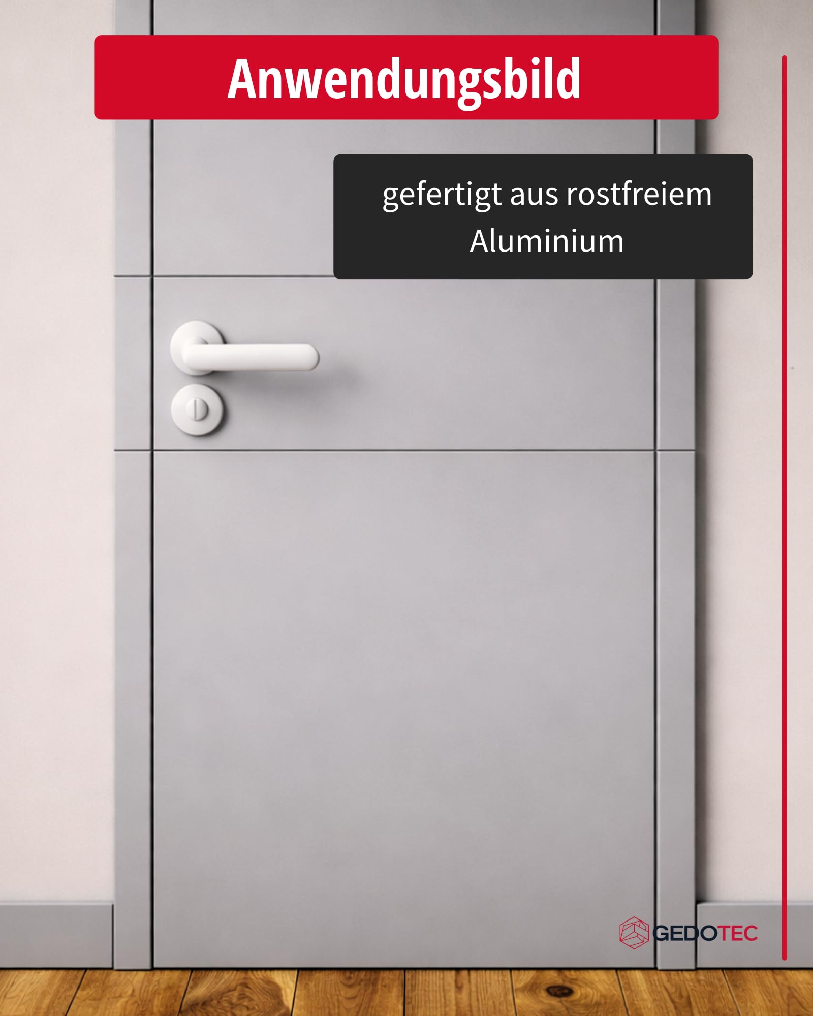 Gedotec Zestaw klamek SHAPE do drzwi wewnętrznych z aluminium, zestaw rozet WC łazienka biały matowy, klamka do drzwi pokojowych, komplet klamek okrągła rozeta do drzwi o grubości 35 do 47 mm