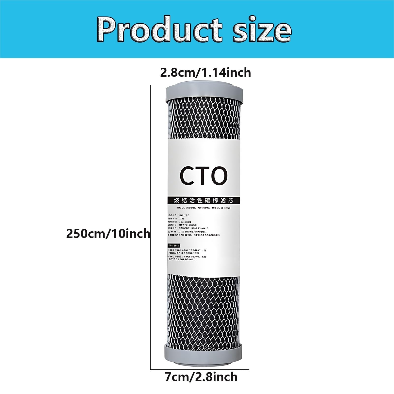 2,5" x 10" CTO spiekany element filtrujący z węgla drzewnego, 4 szt. wymiennych wkładów, do systemów filtracji całego domu 10"