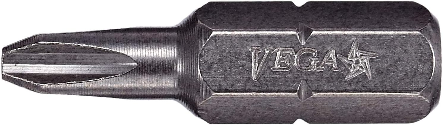 VEGA Phillips Reduced Insert Bits. Professional Grade ¼ Inch Hex Shank Phillips Reduced #2 Drywall Bits. 125P2R-100 (Pack of 100)