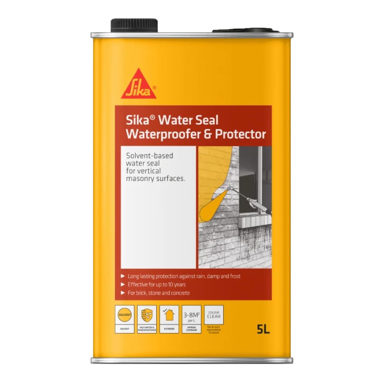 Sika Water Seal5LMasonry Waterproofer & Protector For BrickStone & ConcreteDamp & Weather Protection from B&Q