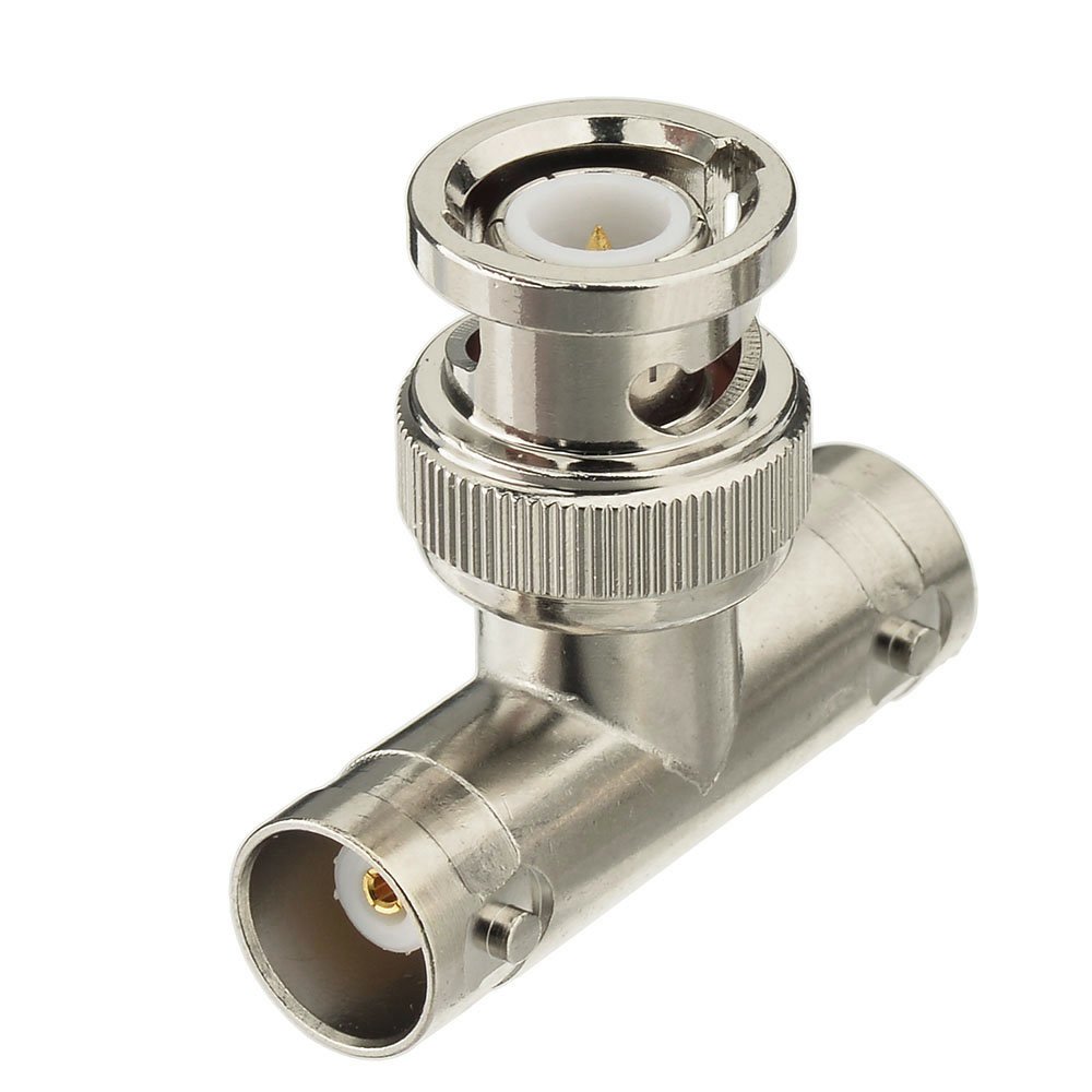 Eightwood BNC Tee Adapter 2-Pack, BNC Male to Dual Female Connector 3 Way Video Splitter for CCTV Security Cameras