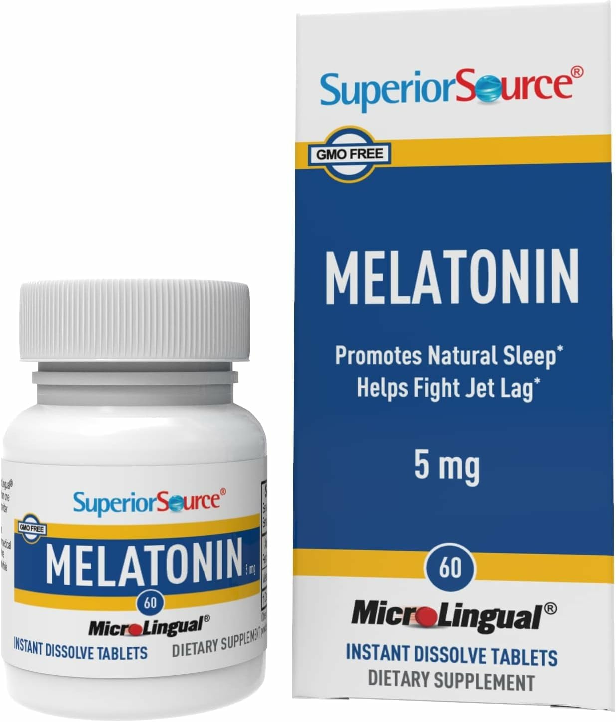 Superior Source Melatonin 5 mg - Healthy Sleep Support Supplement for Adults - Melatonin Formula with Chamomile Aids Relaxation & Restful Sleep - 60 Sublingual Dissolving Tablets