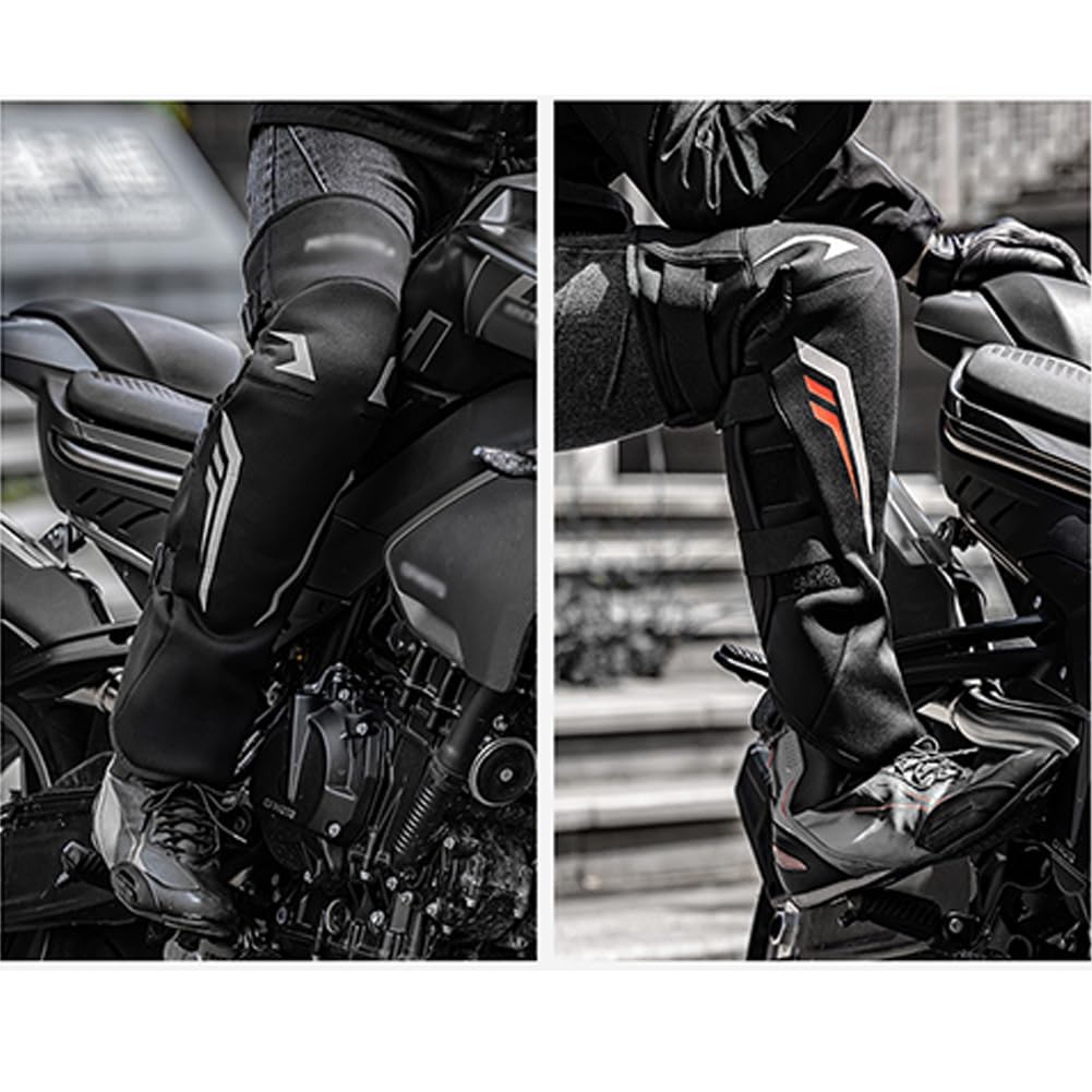 Ginocchiere Motociclistiche, Manicotti Gambe Invernali MTB Antivento Freddo Anti-Wrestling Protezione del Ginocchio Motociclistico für Mountainbike, Motocross Red