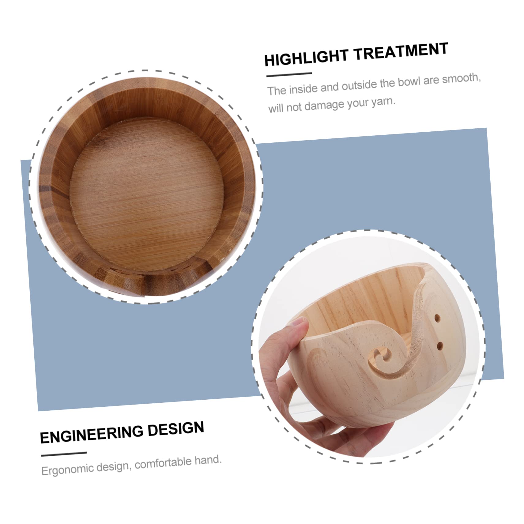 Gadpiparty Ciotola per Filati in Legno, 2 Pezzi, Accessorio per Maglieria e Uncinetto, Superficie Liscia, Portatile, per Proteggere Filato