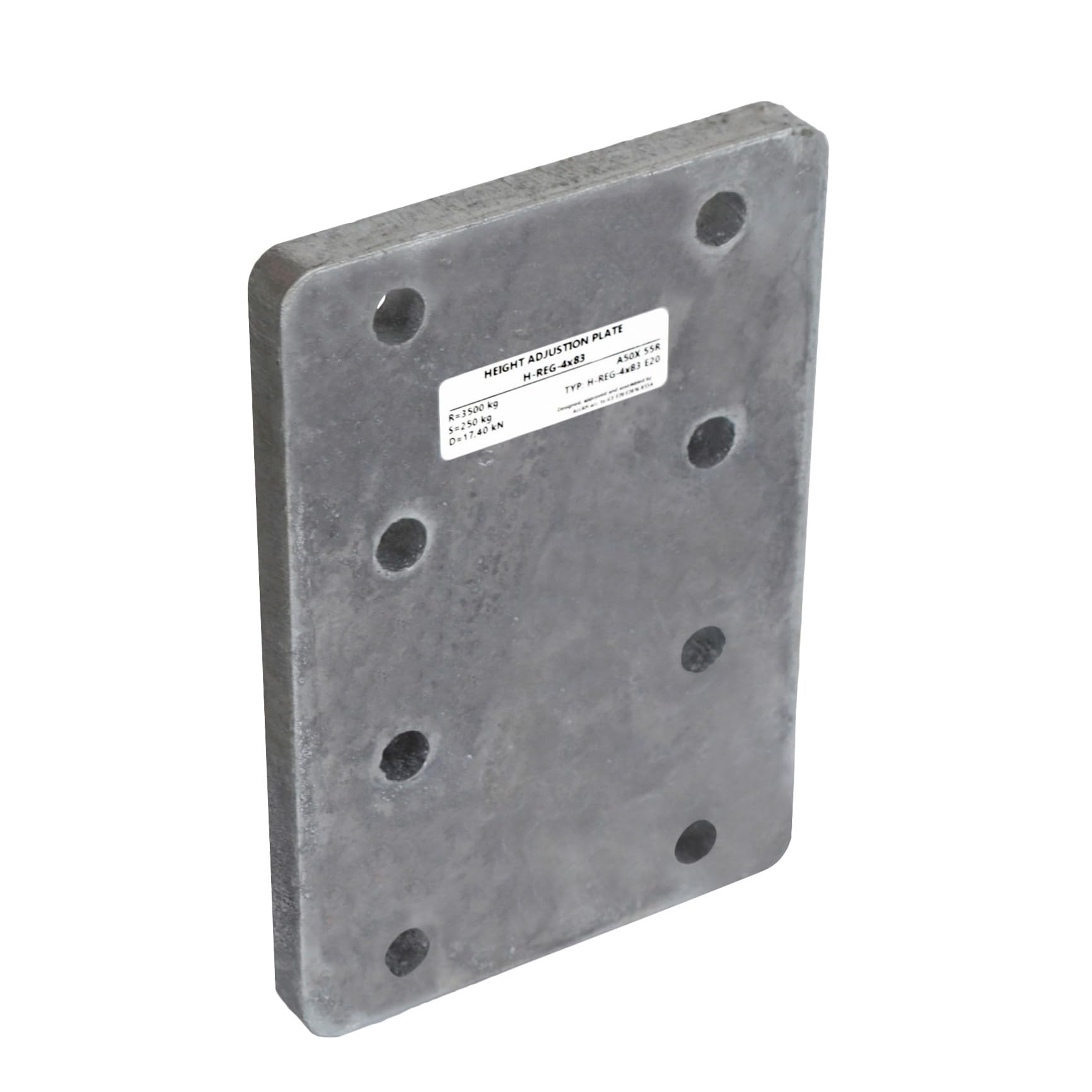 XIMPLIO Universelle Adapterplatte zur Höhenverstellung 4x83+4xM12 der Anhängerkupplung für 4-Loch 83x56 mm AHK-Bock Flanschkugeln. verzinkt (mit 4xM12 Schraubenset)