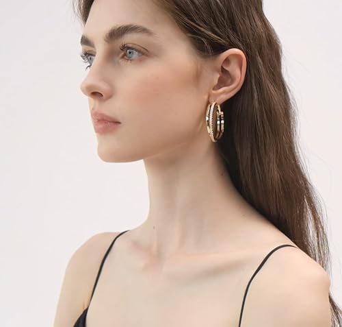 Miniatura 5 de Gemini Joyería para Mujer Pendientes de Aro de Oro Amarillo Relleno de 18k con Diamantes CZ Regalos del Día de San Valentín Gm032Yg 1.5 pulgadas