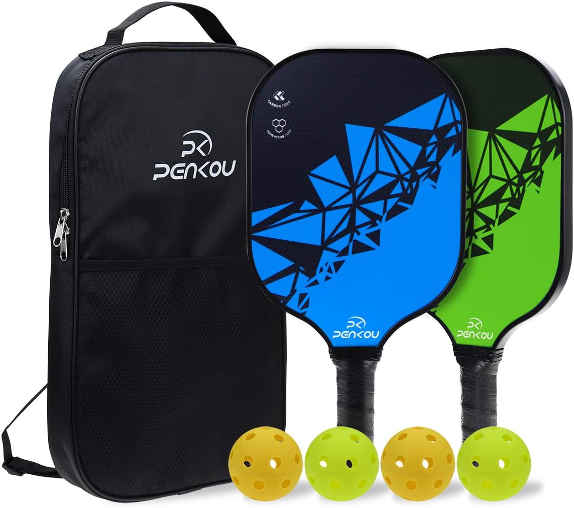 PENKOU Pickleball Paddle Set of 2, Lightweight Graphite Surface