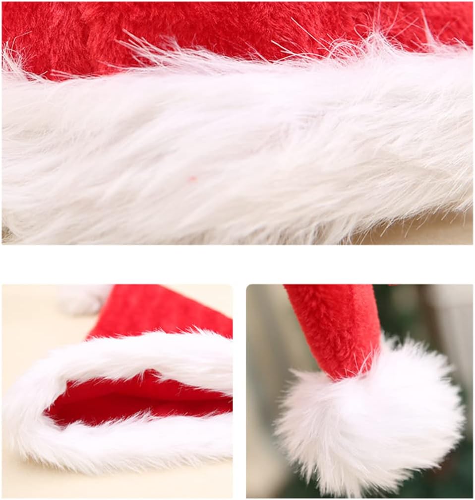 Santa Hat, Unisex Velvet Comfort Xmas Hat for Adults,Christmas Hats for Christmas New Year Festive Holiday Party Supplies - Image 3